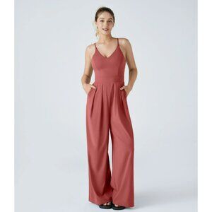 Halara Breezeful Backless Side Invisible Zipper Pocket Wide Leg Quick Dry Resort